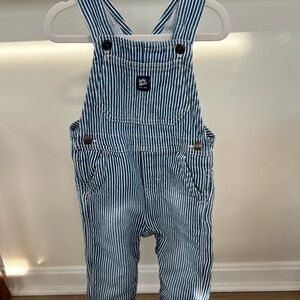 OshKosh B'gosh Knit-Like Denim Hickory Striped Overalls - 24 Months